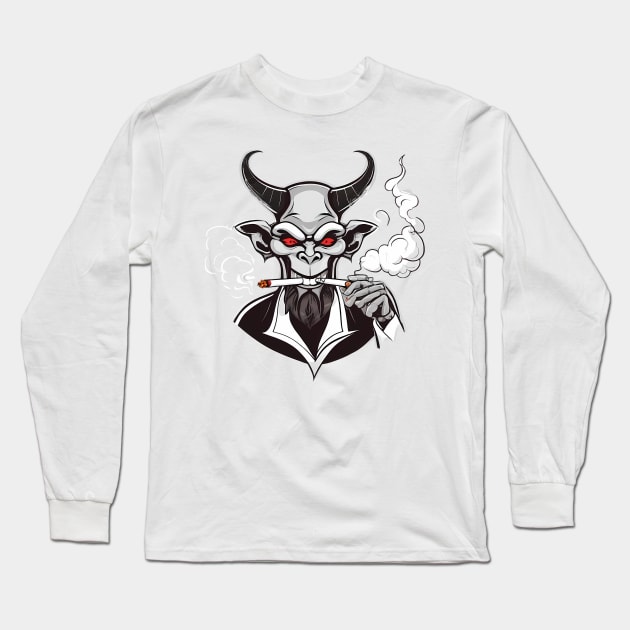 devil smoking a blunt cartoon design Long Sleeve T-Shirt by UnReal-Graphics